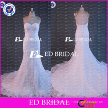 2017 ED Bridal Real Sample Sweetheart Lace Up Back Beaded Appliqued Lace Robes de mariée avec train long
